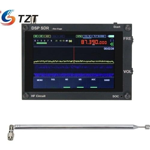 TZT 3.5" Mini super portable 50KHz-200MHz Malachite SDR Receiver Malahit SDR Shortwave Radio Receiver 2 Speaker w/ PCB Shell