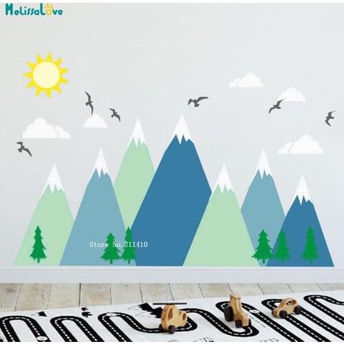 Custom Colors Large Size Mountains Wall Stickes Nursery Classroom DIY Decor Kids Room Vinyl Decals YT5242