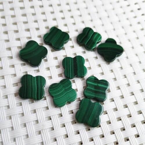 10mm Natural Green malachite four leaf clover for pendant Jewelry Making DIY Bracelet Necklace Parts