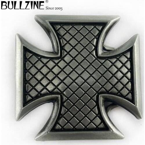 The Bullzine wholesale Cross belt buckle with pewter finish FP-02939 suitable for 4cm width belt