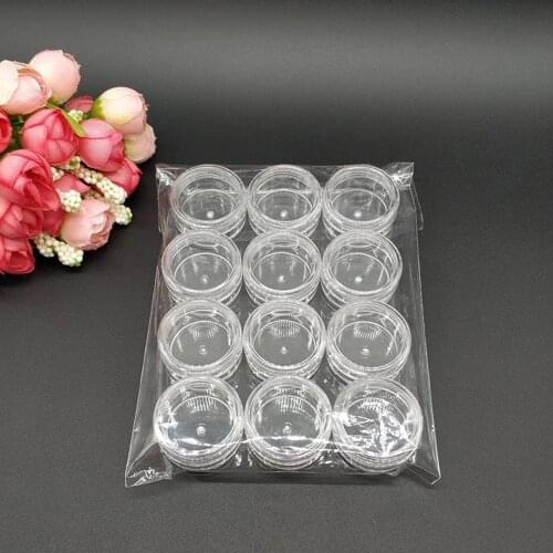 12Pcs 3/5g Plastic Empty Cosmetic Jars Cream Sample Makeup Storage Container