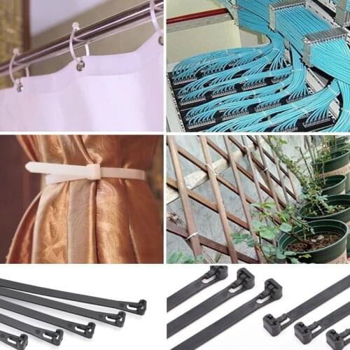 Self-Locking Plastic Nylon Wire Cable Zip Ties 100Pcs Black Or White Cable Ties Fasten Loop Cable Various Specifications