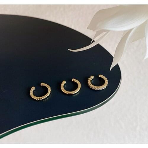 3 Pcs/Set Micro Pave CZ Stone Clip Earrings Without Piercing Twisted Earrings for Women Plain Minimalist Ear Cuff 2020