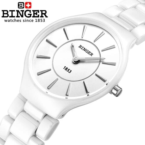 Switzerland Binger Space Ceramic Quartz watch women fashion lovers style luxury brand Wristwatches Water Resistant Clock B8006-5