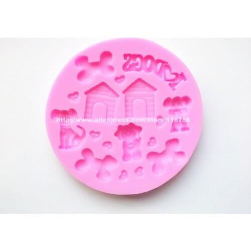 Free Shipping Dog & Bone Shaped Silicone Mold Cake Decoration Fondant Cake 3D Food Grade Silicone Mould 056