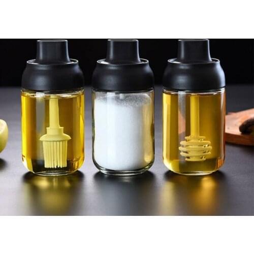 1PC Glass Airtight Jar Spice Containers Bottle Condiment Salt Pepper Seasoning Storage Bottle Spice Jars Pot Honey Can QA 195