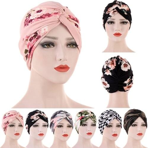 Turban Hat Cotton Print Muslim Turban Scarf Women Islamic Inner Hijab Cap Arab Wrap Head Scarves Femme Turbante Hair Accessories