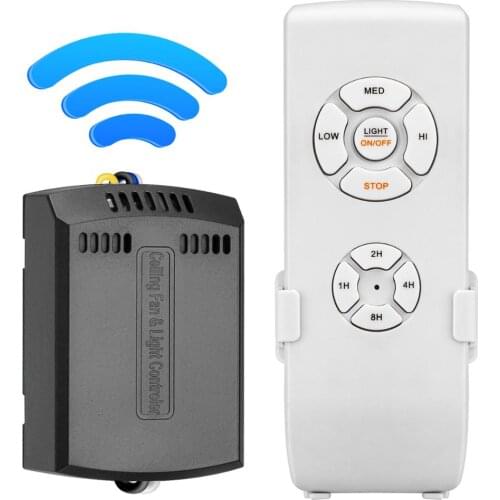 Smart WiFi Ceiling Fan Remote Control Kit, Small Size and Universal, 4 Speeds & 12 Countdown Timing, Compatible with Alexa