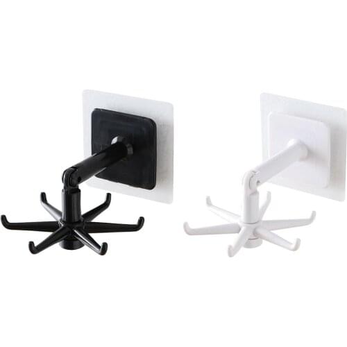 ABS Punch-free Multi-Purpose Hooks 360 Degrees kitchen Organizer Bathroom Accessories Wall Dish Drying Rack Holder Dish Drainer