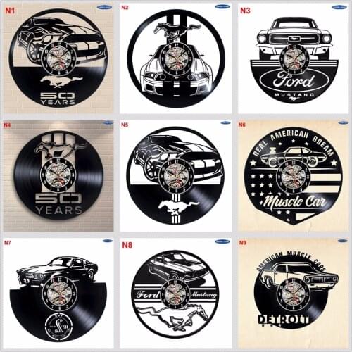 Ford Mustang Handmade Vinyl Record Wall Clock Fun gift Vintage Unique Home decor Car clocks