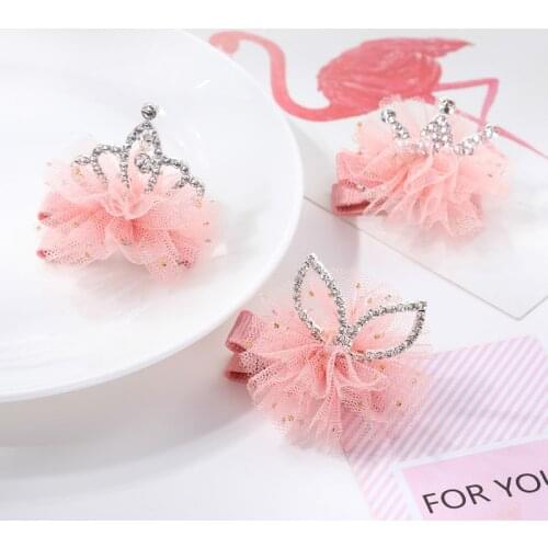 1 Pieces Baby Girl 3D Crown Lace Mesh Infant Hair Accessory Newborn Headwear Tiara Gift Toddlers Clips Hairpins