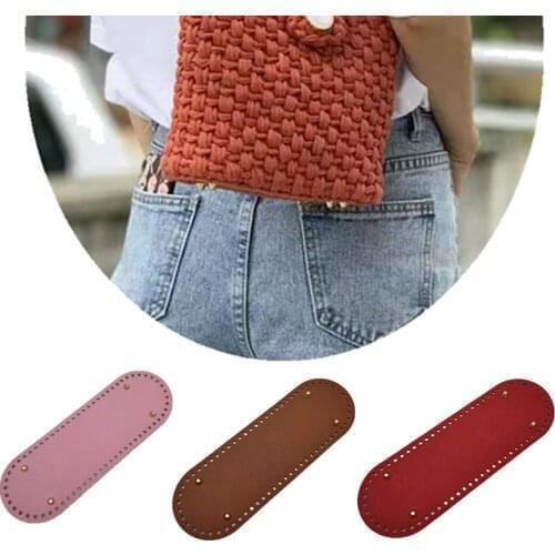 30x10cm Bag PU Patent Leather Bag Accessories Oval Long Bottom with Holes DIY Crochet Bag Bottom Replacement Bottom for Knitting