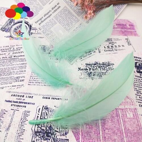 100 Pcs mint green Goose Feathers Dyed 15-20 Cm/6-8 Inch Diy Stage Props Decor Headress Carnival Costume crafts