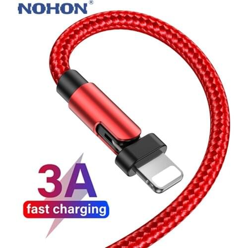 180 Degree Elbow Fast Charging USB Charger Cable For iPhone 12 11 Pro Max X XS XR 6s 7 8 Plus iPad Origin Data Cord Long Wire 2m
