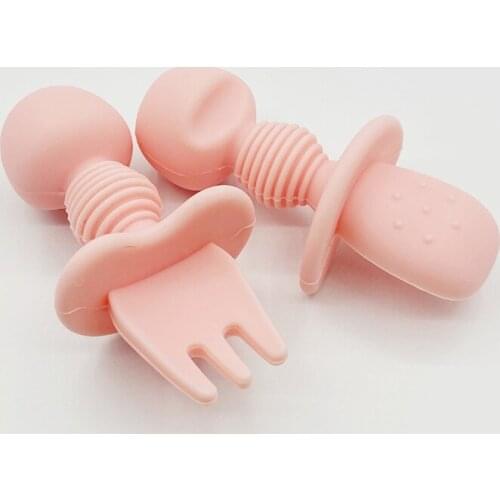 2pc Baby Silicone Spoon Feeding Set Kid Dishes Toddlers Infant Feeding Accessories Spoon Silicone Tableware Childrens Gadgets