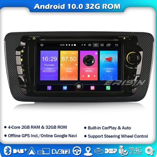 2722 Car Stereo Autoradio CarPlay GPS Sat Nav For SEAT IBIZA 2009-2013 WIFI DVB Android 10 DAB+4G Radio DVR FM Bluetooth 2 din