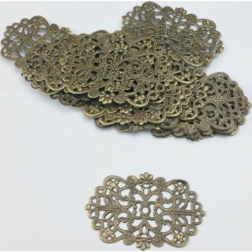30x50mm 20pcs Wholesale Filigree crafts Hollow Embellishments Findings,Jewelry Accessories,Bronze Tone ornaments