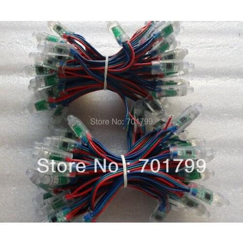 DC5V 50nodes TLS3001 pixel light;12mm diameter;IP68 rated;4096 gray scale;red-green-blue wire;epoxy resin filled
