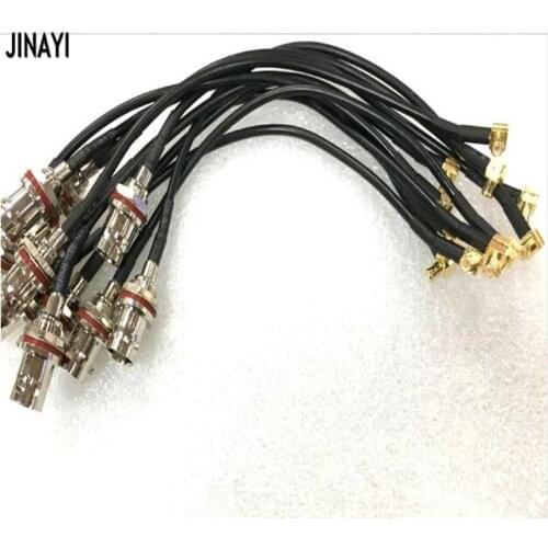 50pcs MCX male RA to BNC female bulkhead with O-ring Pigtail cable RG174 15cm