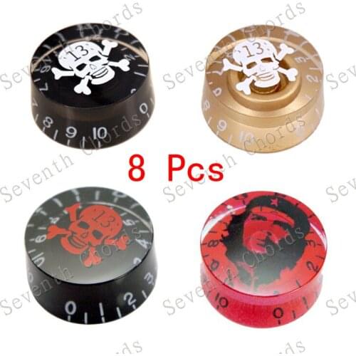 8 Pcs Skull Head Type Acrylic Guitar Volume Tone Speed Control Knobs Turn Buttons for LP Electric Guitar - 4 Color for choose