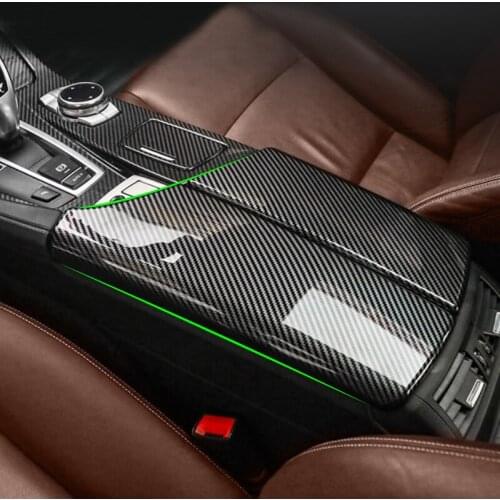 Car Carbon Fiber Texture Center Console Armrest Box Pad Cover For BMW 5 Series F10 F18 2011 2012 2013 2014 2015 2016 2017
