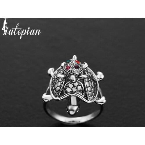 Iutopian Brand New Arrival Lovely Turtle Mother And Baby Ring Anels For Women Baby Turtle Can Turn Around #N2877