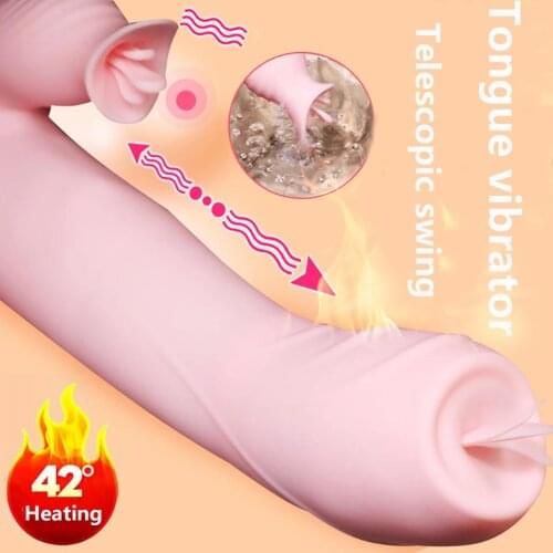 Heating Dildo Vibrator Tight Retractable Tongue Blowjob Licking Clitoris Stimulation Woman Masturbation Sex Toy Masturbator