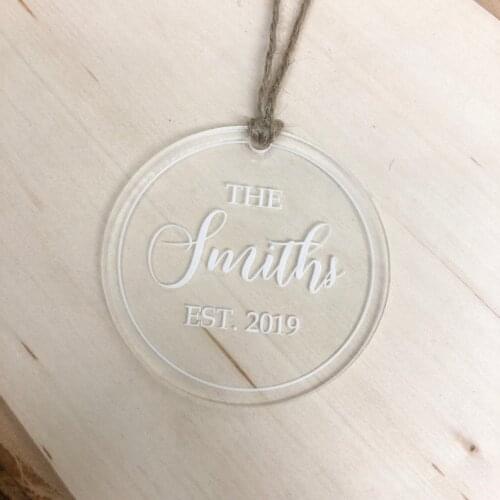 Last Name Ornament , Custom Ornaments,Custom Acrylic Ornament,Laser Engraved Ornament,Newly Married Gift, Ornament,Christmas Gif