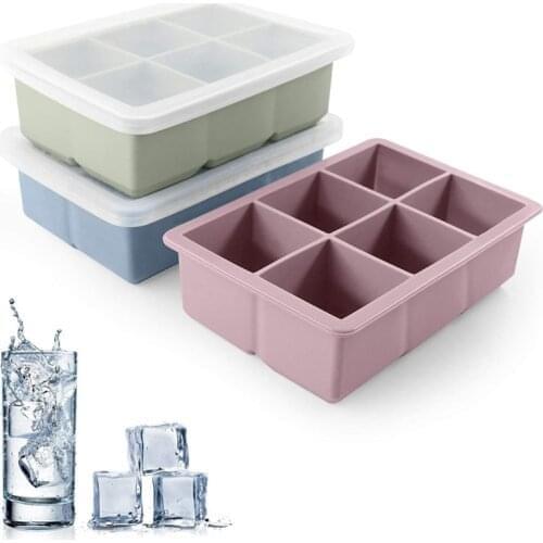 3Color Big Grid Silicone Ice Cube Mold Ice Cube Maker Flexible Silicone Ice Cube Tray with Lid Kitchen Gadgets and Accessories