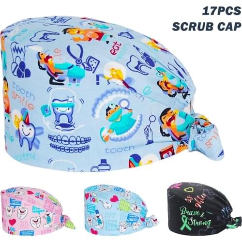 Unisex Surgicals Hats Teeth printing Health Service Working Hat Beauty Cap Practical Work Scrubs Cap Beautician Scrubs Caps