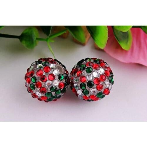 Kwoi vita New Colorful 100pcs/lot 20mm red/green/clear rainbow color Chunky Resin Rhinestone Ball Beads for Chunky