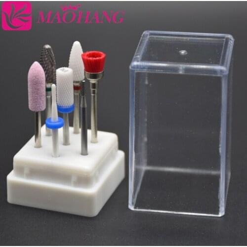 MAOHANG 7pcs/set Ceramic milling carbide cutter nail drill bits kits remove quit acrylic gel polish cuticle clean brush