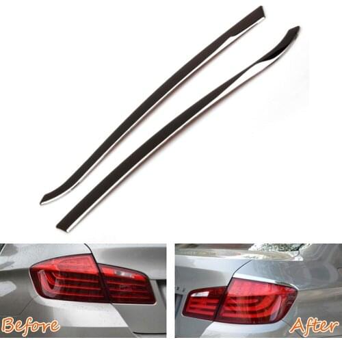 BBQ@FUKA 2pcs Stainless Steel Rear Head Light Tail Headlight Cover Trim For BMW 5 Series 2014-2017 Decorative Car Accessories