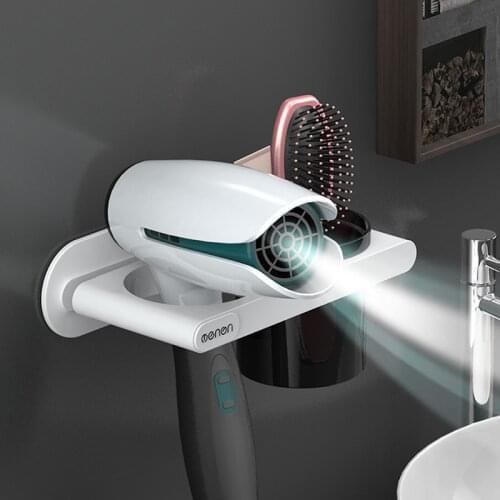 Wall Mounted Hair Dryer Holder Bathroom Shelf Storage Hairdryer Comb Holder Rack Organizer No Drilling Required Best Gift