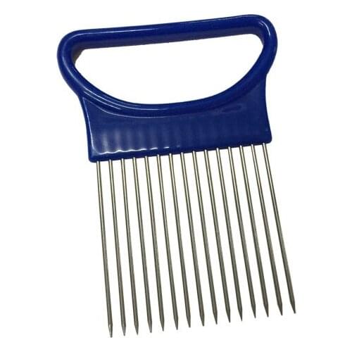 Vegetable fruit beef Onion Slicer Cutting Aid Holder Guide Slicing Cutter Fork Stainless Steel