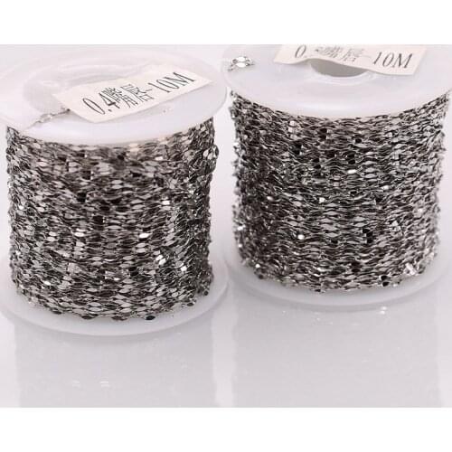10 Yards/Roll 316L Stainless Steel Flat Oval Lip Chain 0.4x1.8mm Rolo Link Bulk Necklace Chain Fit DIY Jewelry Making Findings