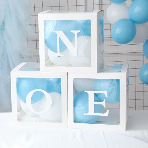 Letters Transparent Box Balloons Accessory Baby Shower 1st One Birthday Balloons Wedding Decoration Balloons Box Party Balloons