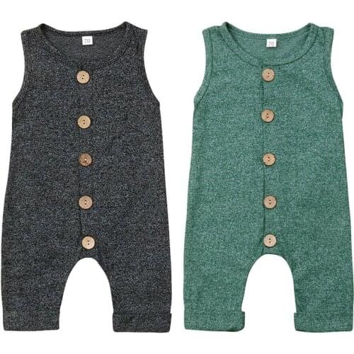 Pudcoco Baby Summer Clothing Cotton Infant Romper Kids Baby Boy Girl Clothes Sleeveless Single Breasted Casual Jumpsuit 0-24M