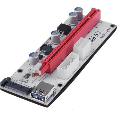 3 Power Ports PCI-E Riser Card 1x to 16x Extender USB 3.0 Data Cable Graphic Card Extender Mining Card Kit For BTC Mining Miner