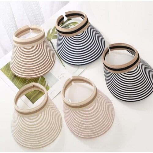 New Fashion Summer Womens Casual Lined Sun Visor Caps Straw Hats Adult Sun Shade Beach Top Hats girls baseball caps