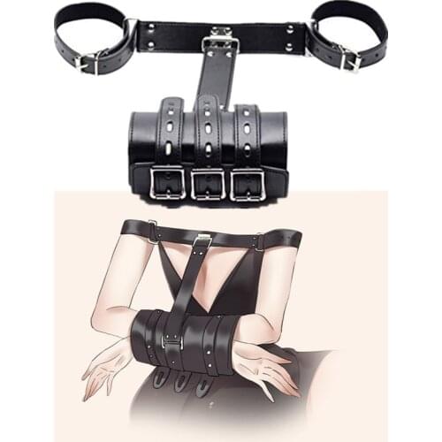 SM Pu Leather Bondage Wrist Cuffs, Arm Binder Armbinder Restraints ,Arms Behind Back Accessories,Exotic BDSM Women Toys