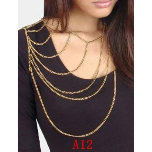 STYLE A12 Gold colour CHAIN SINGLE SHOULDERS CHAIN JEWELRY 3 COLORS