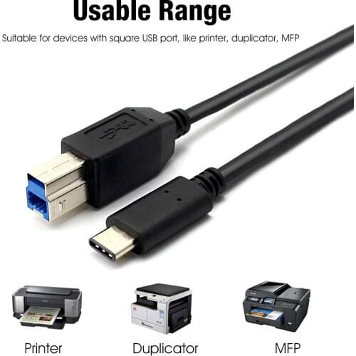 USB Printer Cable 1M Type C Male to Type B Male Printer Scanner Cable Cord High Speed Compatible for Brother,HP,Canon,Lexmark