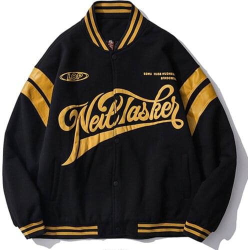 April MOMO 2021 Men Spring Autumn OVersized Bomber Jackets Coats Male Casual Fashion Loose Style Letter Printing Baseball Jacket