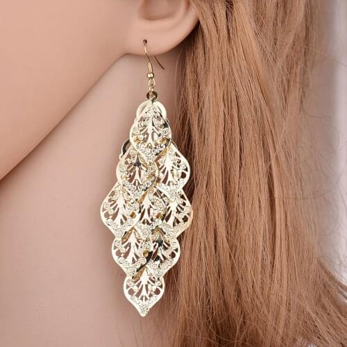 YADA Fashion Gold Color Leaf Tassel Earring Punk Crystal Statement Design Earring For Women Jewelry Drop Earrings Gift ER210015