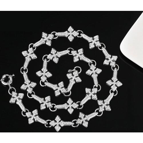 Funmode AAA Clear Cubic Zircon Pave Flower Link Chain Pendant Charm Necklace For Women Bridal boucle d’oreille Wholesale FN219
