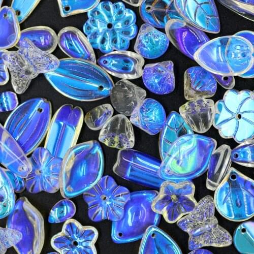 ZHUBI 30pcs Glass Petal Beads 14mm Clear AB Color Heart/Drop Shape For DIY Making Charms Earings/Neckalce Jewelry Wholesale