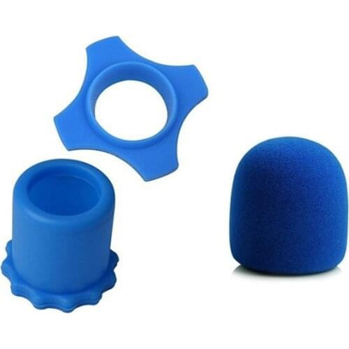 1 Set Shakeproof Microphone Protective Anti-Rolling Mic Protection Silicone Ring Bottom Rod Sleeve Holder for Mic KTV Device