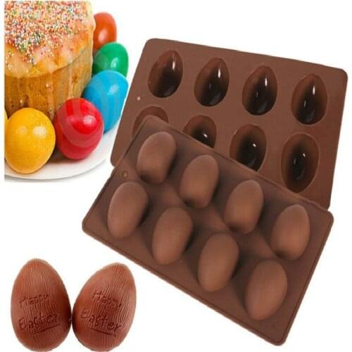 1pcs/lot 8 Holes Egg-shaped Truffles Chocolate Cake Chocolate Pudding Silicone Ice Tray Baking Mold