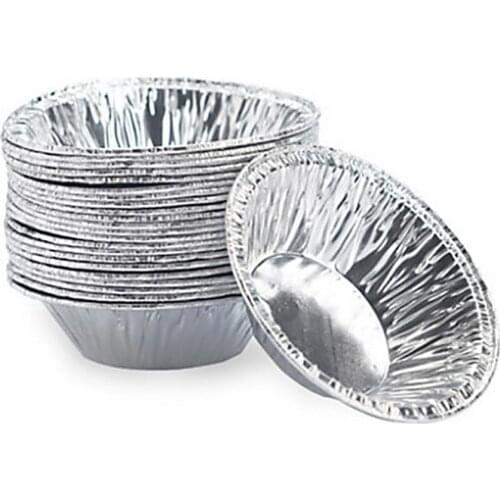 100Pcs Cake Mould Egg Flan Mould Round Disposable Pewter Dessert Cupcake Baking Cups for DIY Fondant